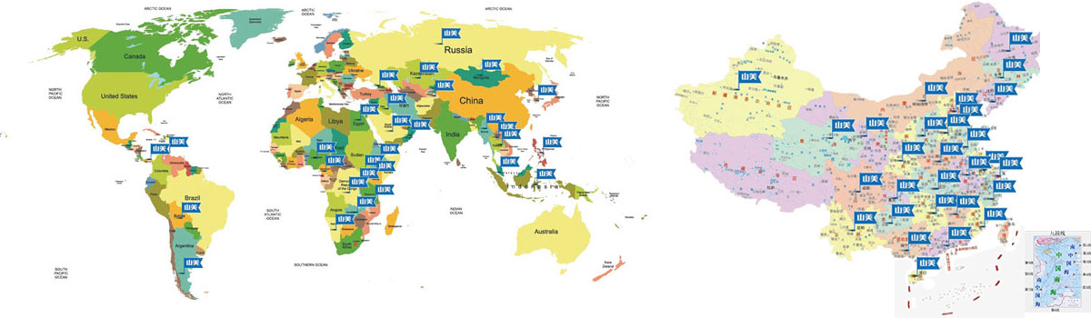 山美股份国内外市场分布图